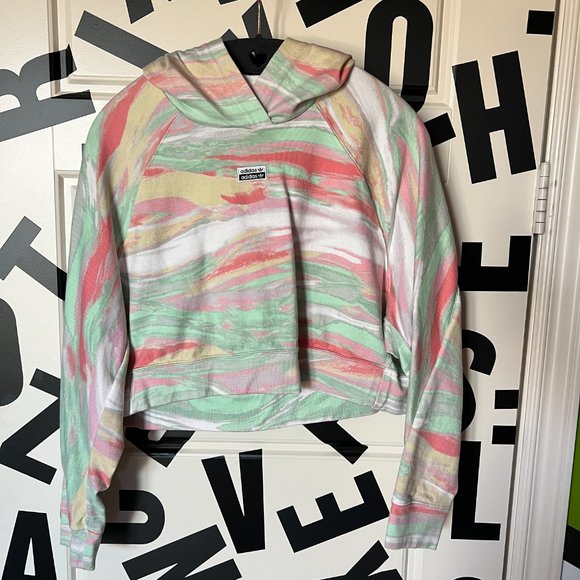 adidas Pastel Marble Crop Hoodie - Picture 7 of 10